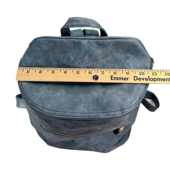 Backpack Purse Blue Vegan Leather Detachable Shoulder Strap Back & Inside Pocket main image 8